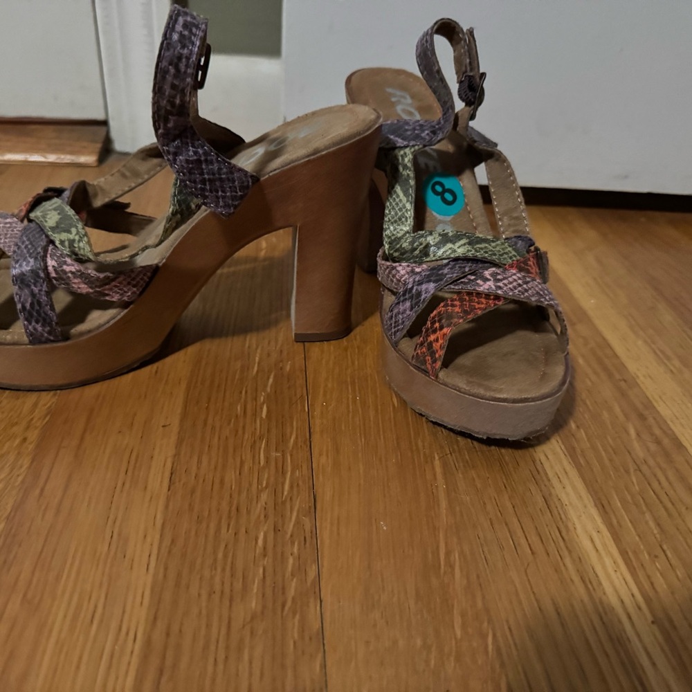 Brown High Heel Platform Shoes with Chunky Heel